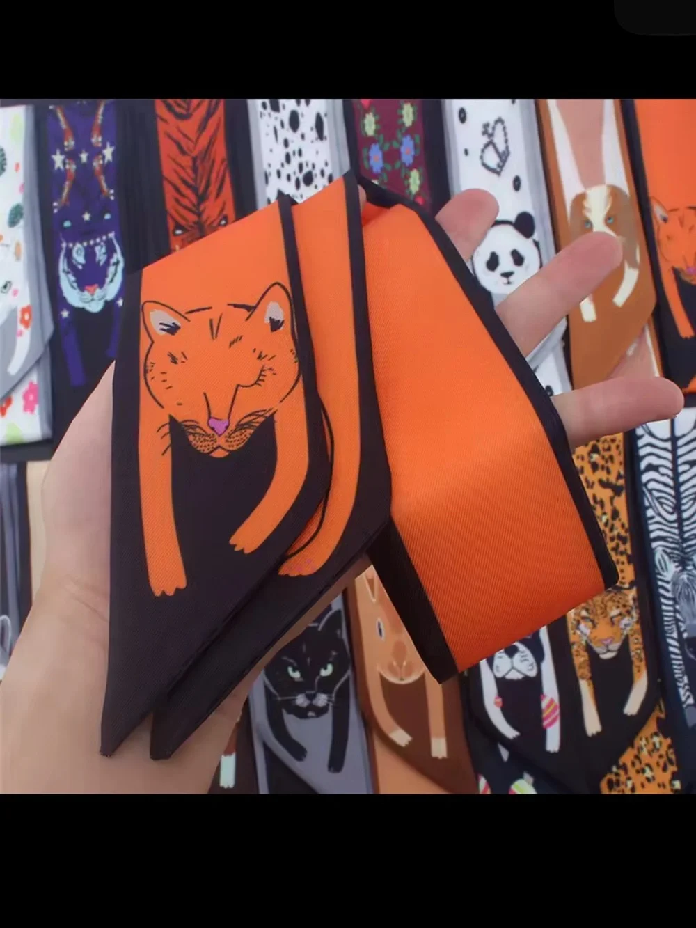 Kids Orange Fox Print Hair Scarf - bag charm